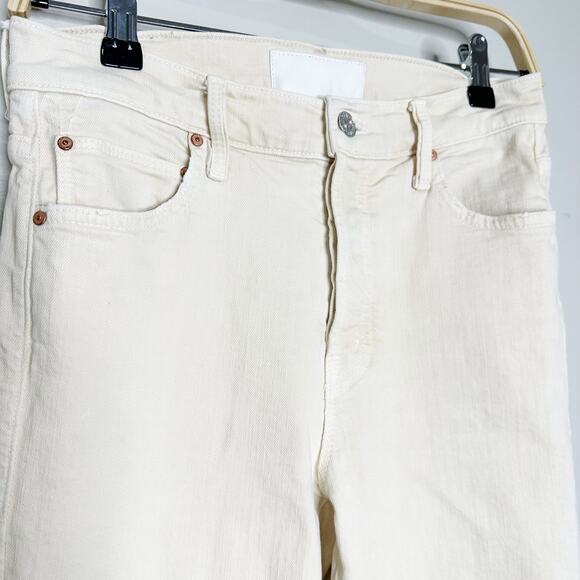 Mother Womens Jeans The Scrapper Cuff Ankle Fray Devil May Care Cream Size 25 - Picture 3 of 12